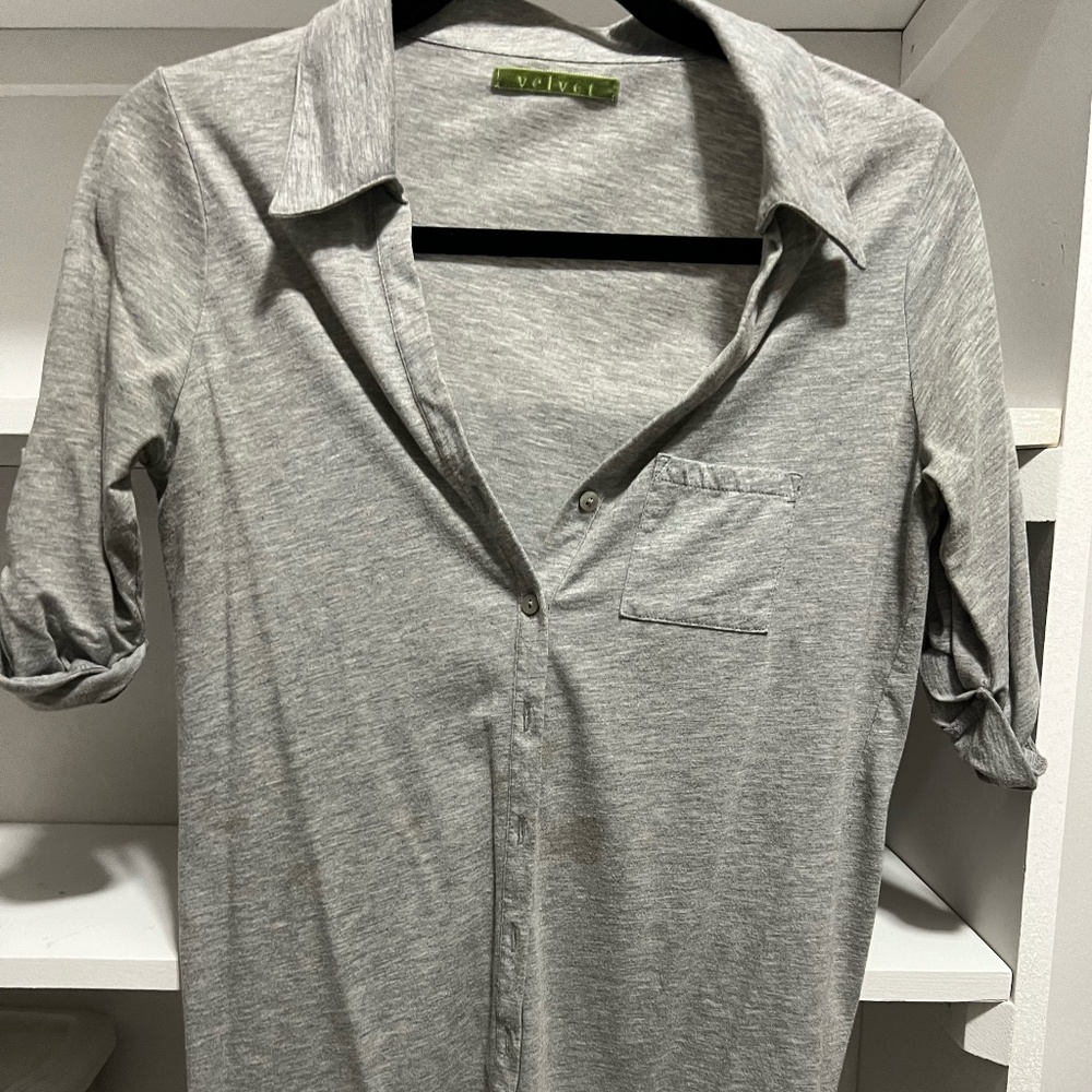 $5 -$10 Sweaters, Tops & Tees!!  Anthropologie Velvet Gray Top XS
